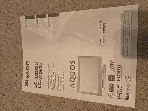 Sharp aquos 37d62u - sharp,